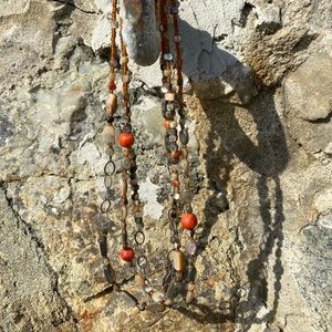 Silpada Shell, Coral, and Seed Bead Necklace.